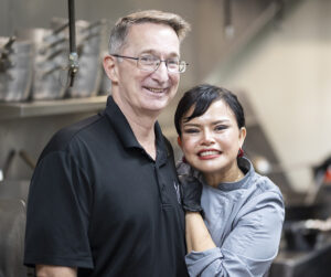 Kevin and Rose Kelly stand in the kitchen of Krua Khun Rose in Sandwich.